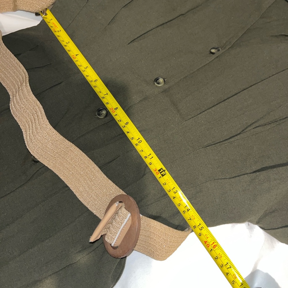 H&M Olive Green Button-Front Shirt Dress with Woven Belt - Picture 12 of 13